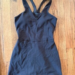 ALO Yoga Airbush Black Mini Tennis Dress